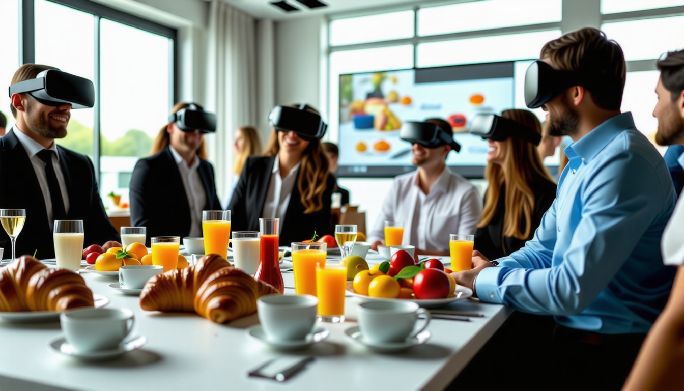 découvrez une nouvelle manière de partager un petit-déjeuner d'entreprise avec notre simulateur de vr en location. offrez à vos collaborateurs une expérience immersive unique qui stimulera la créativité et renforcera les liens d'équipe tout en savourant vos mets préférés. transformez vos réunions matinales en moments inoubliables grâce à la réalité virtuelle.