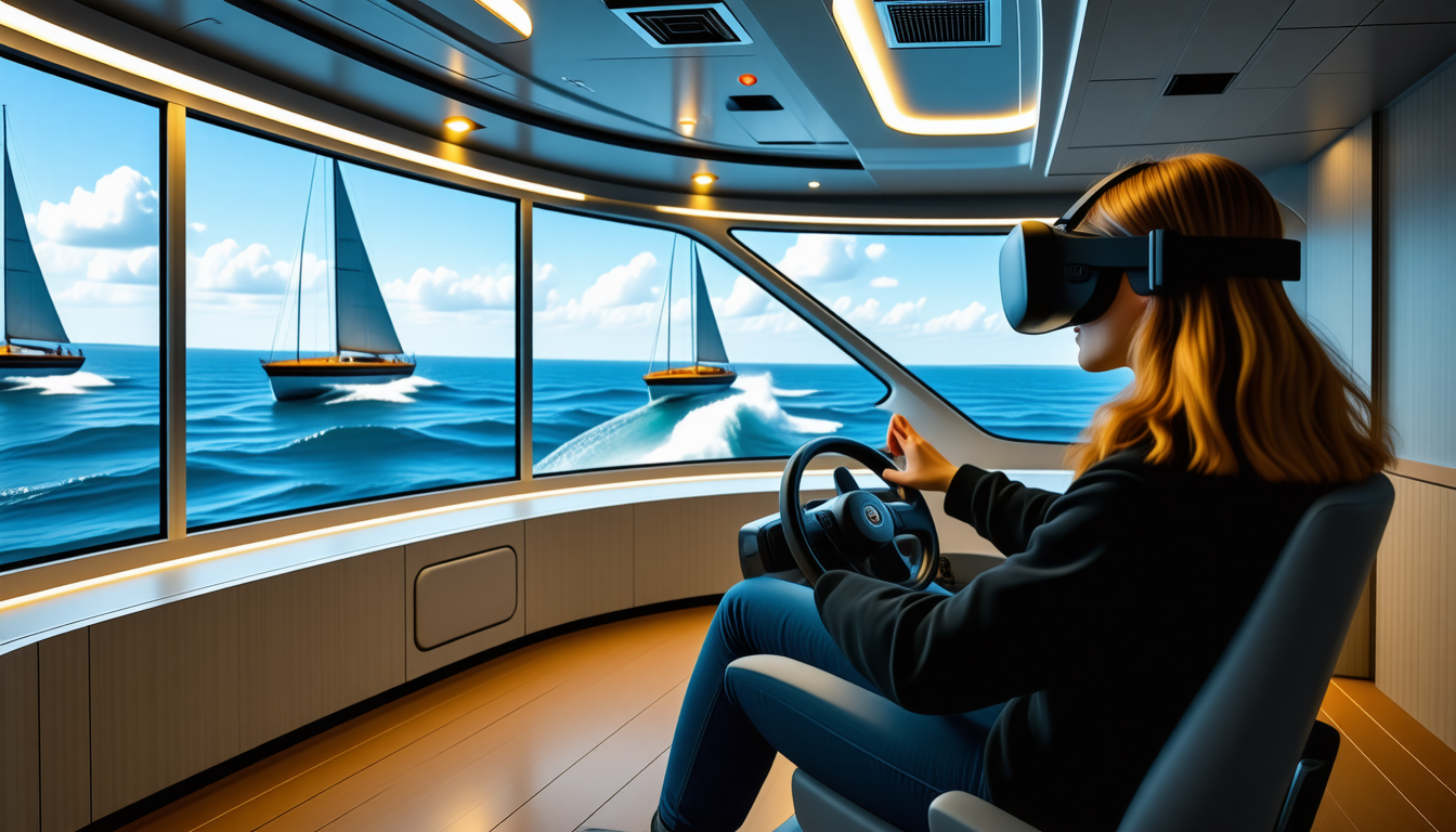 plongez dans une expérience immersive unique avec notre simulateur de pilotage de bateau en vr ! vivez des aventures nautiques palpitantes, perfectionnez votre habilité de navigation et explorez des paysages marins à couper le souffle. découvrez la liberté de naviguer comme jamais auparavant.