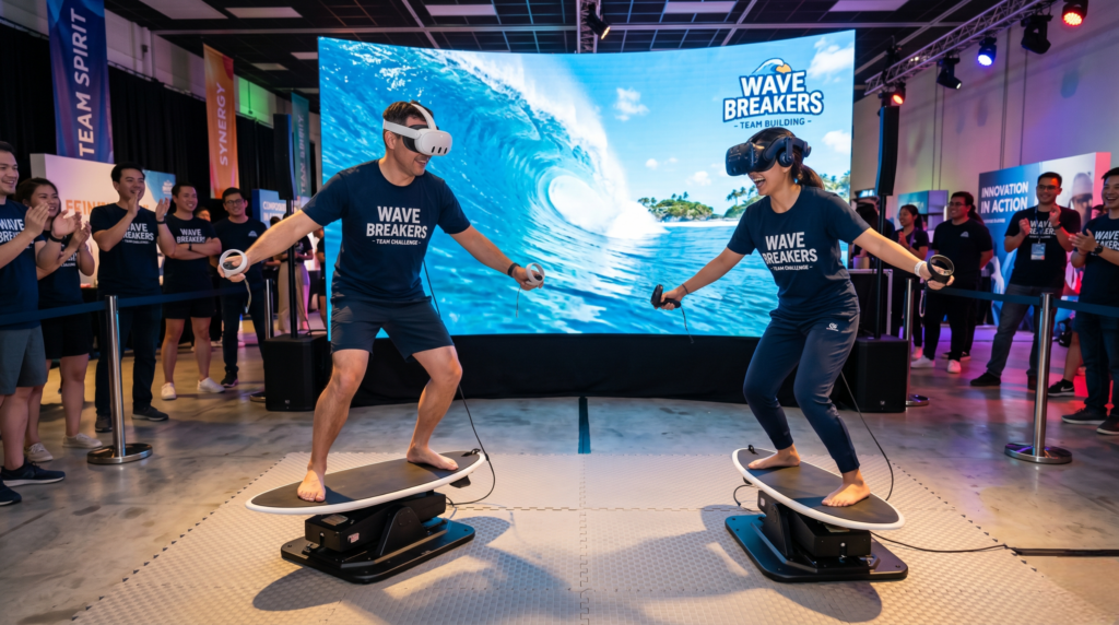 Une animation simulateur de surf convient parfaitement à une entreprise.
